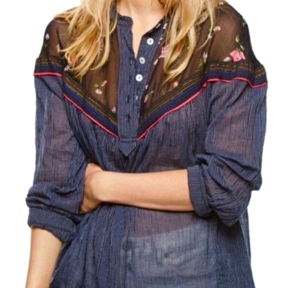 Free People hearts and colors blouse